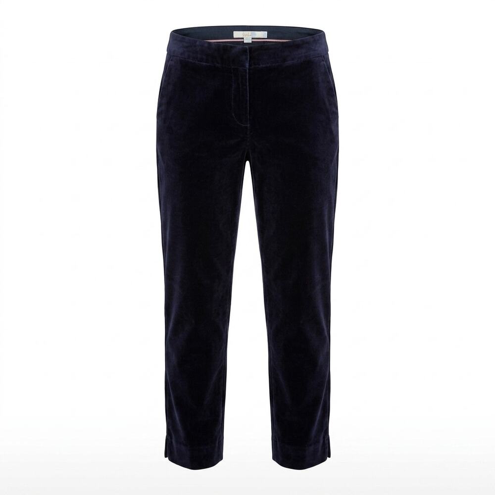 Boden Navy Straight Leg Velvet Flat Front Stretch Pants Women Size 10P